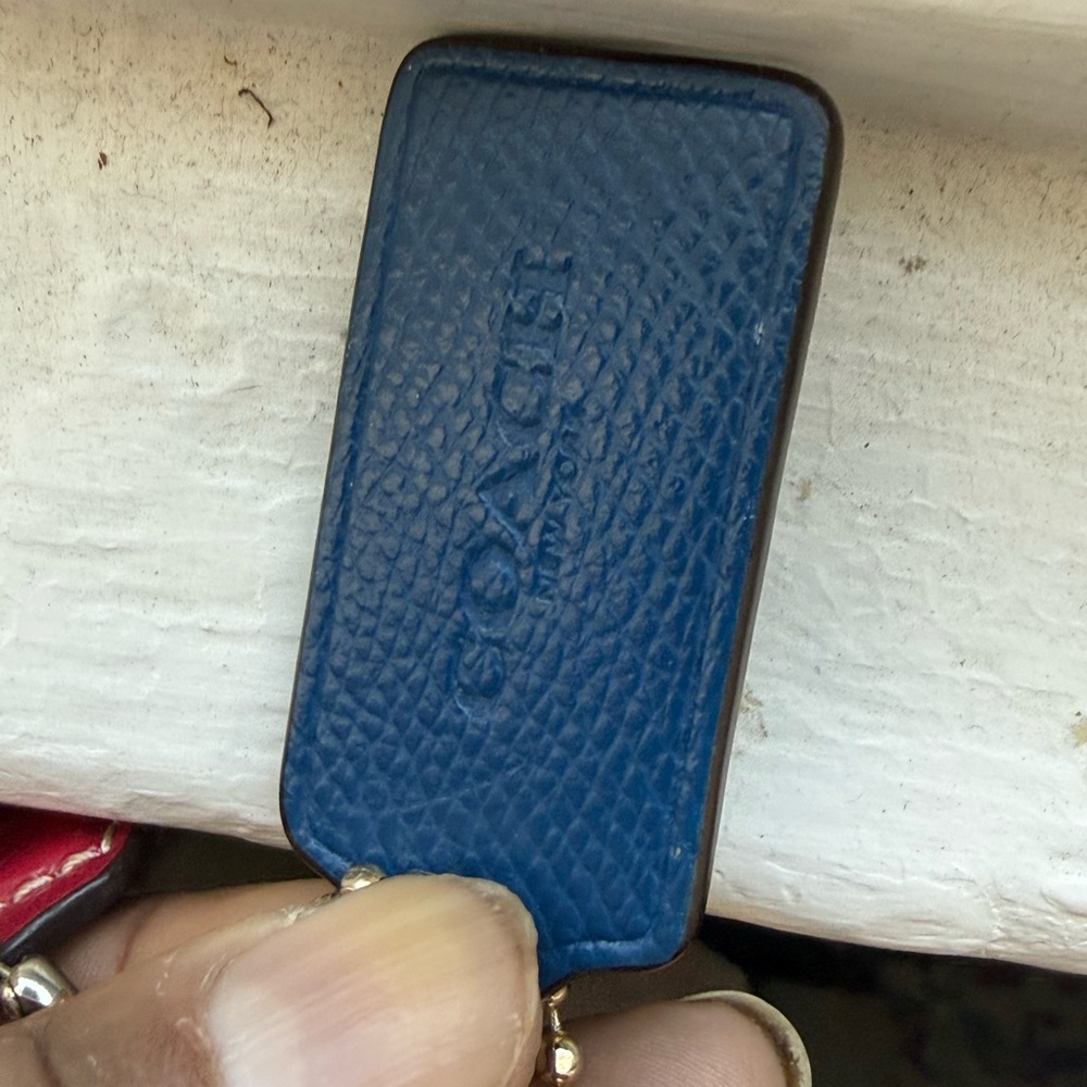 Coach Pink, Blue, and Black w/gold/silver bead chains -all Leather Keychains - Picture 10 of 10